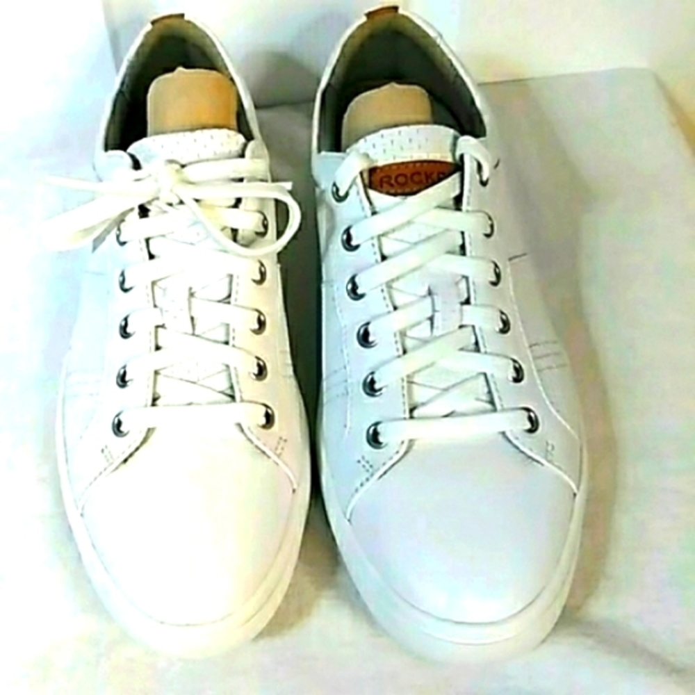 Rockport leather mens size 8.5 white sneakers, worn twice.